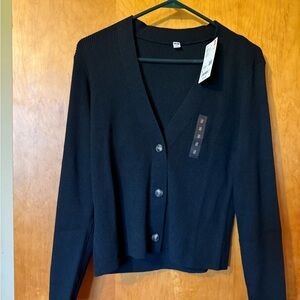 Black Cardigan Sweater UNIQLO Classic Knit NWT
